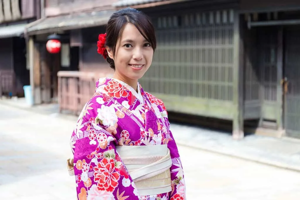 Woman wearing-traditional kimono japan